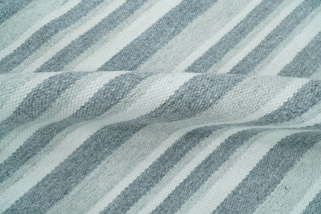 Handmade 5x8 Modern Stripes Pattern Blue And White Wool Rug