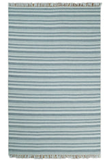 Handmade 5x8 Modern Stripes Pattern Blue And White Wool Rug