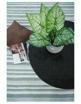 Handmade 5x8 Modern Stripes Pattern Blue And White Wool Rug