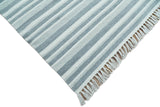 Handmade 5x8 Modern Stripes Pattern Blue And White Wool Rug