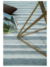 Handmade 5x8 Modern Stripes Pattern Blue And White Wool Rug