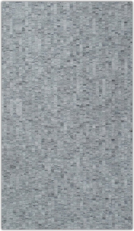 Handmade 5x8 Modern Style Genuine Leather Gray and Silver Area Rug
