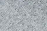 Handmade 5x8 Modern Style Genuine Leather Gray and Silver Area Rug