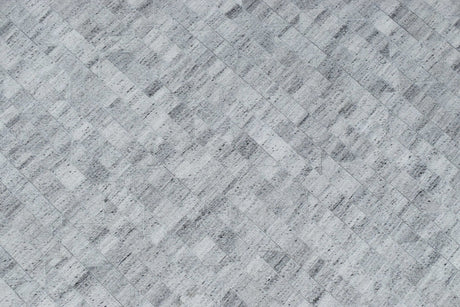 Handmade 5x8 Modern Style Genuine Leather Gray and Silver Area Rug