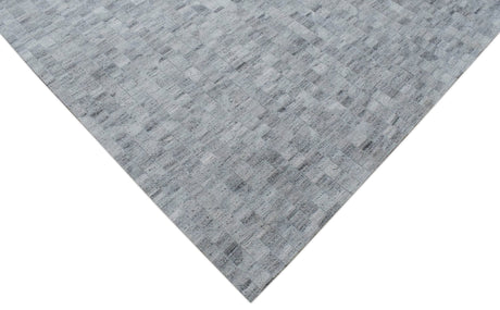 Handmade 5x8 Modern Style Genuine Leather Gray and Silver Area Rug