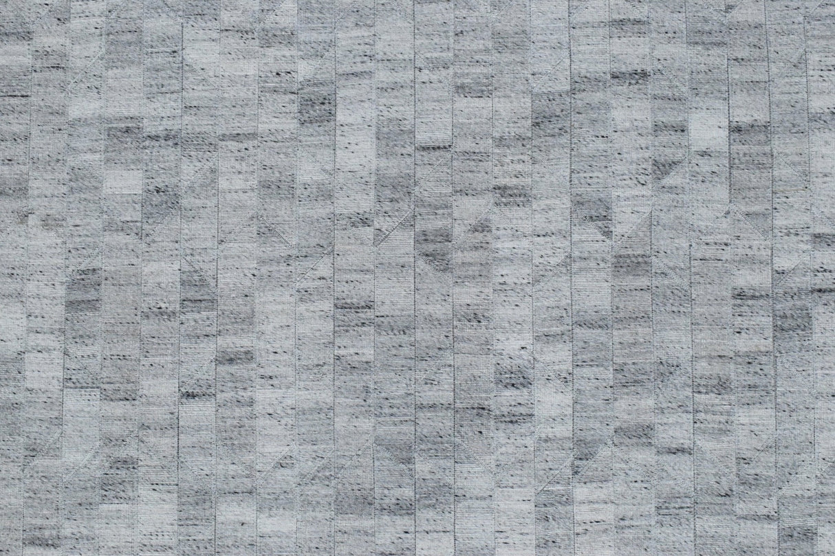 Handmade 5x8 Modern Style Genuine Leather Gray and Silver Area Rug