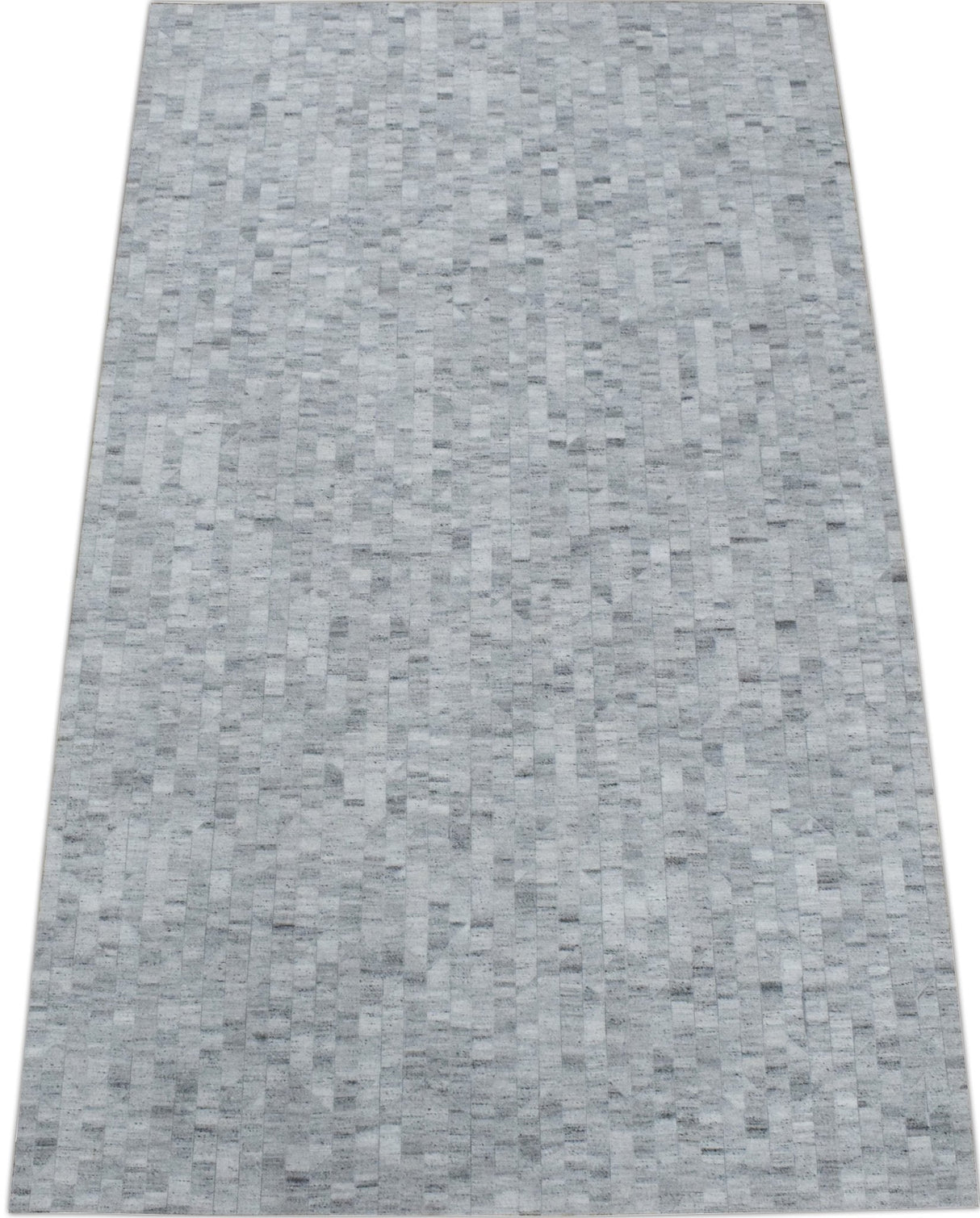 Handmade 5x8 Modern Style Genuine Leather Gray and Silver Area Rug