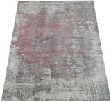 Handmade 6.6x8 Modern Abstract Red and Gray Viscose Rug