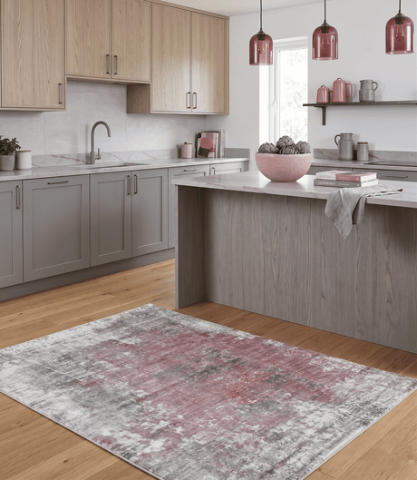 Handmade 6.6x8 Modern Abstract Red and Gray Viscose Rug