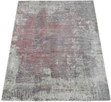 Handmade 6.6x8 Rug, Abstract Red and Gray Rug made with Viscose Art Silk | TRD0079AR668-Area Rug-Parc Decor