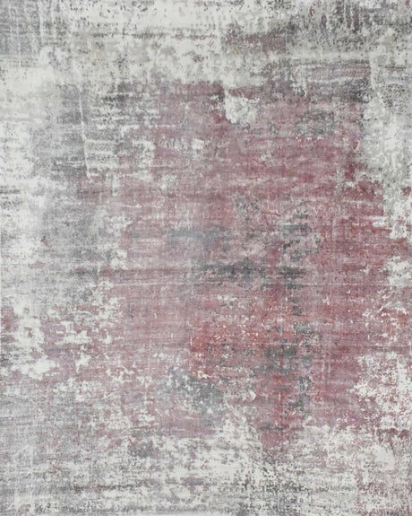 Handmade 6.6x8 Rug, Abstract Red and Gray Rug made with Viscose Art Silk | TRD0079AR668-Area Rug-Parc Decor