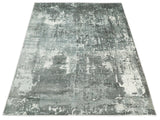 Handmade 8x10 Ivory, gray and Charcoal Blended Wool and Bamboo Silk Area Rug