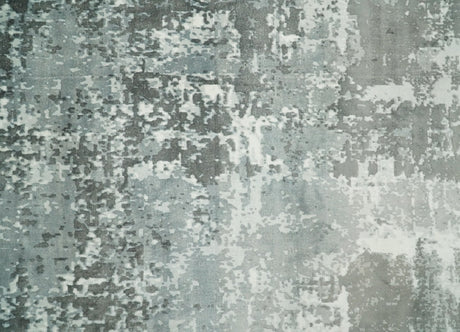 Handmade 8x10 Ivory, gray and Charcoal Blended Wool and Bamboo Silk Area Rug