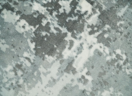 Handmade 8x10 Ivory, gray and Charcoal Blended Wool and Bamboo Silk Area Rug