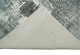 Handmade 8x10 Ivory, gray and Charcoal Blended Wool and Bamboo Silk Area Rug