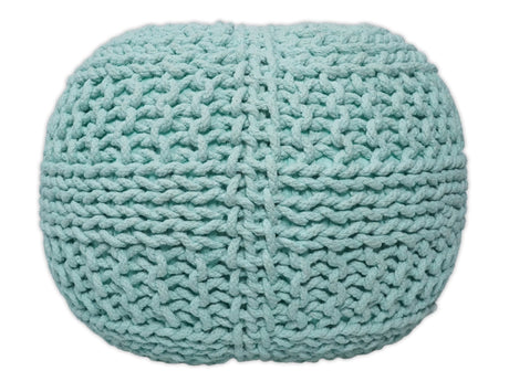 Handmade Aqua Macrame Pouf Ottoman - Footstool, Chair or Footrest | TRD113