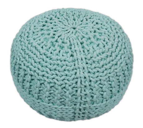 Handmade Aqua Macrame Pouf Ottoman - Footstool, Chair or Footrest | TRD113