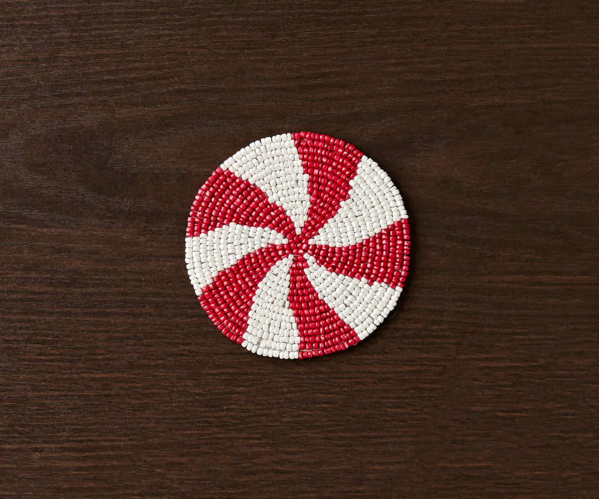 Handmade Beaded Christmas Coaster | Festive Red & White Decor by Payton James-table tops-Parc Decor