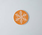 Handmade Beaded Christmas Snowflakes Coasters, White and Yellow Beads, Payton James Holiday Table Decor, Elegant Centerpiece Gift Idea-Table tops-Parc Decor