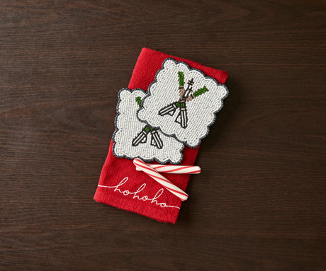 Handmade Beaded Holiday Coaster – Christmas Table Decor by Payton James-Coasters-Parc Decor