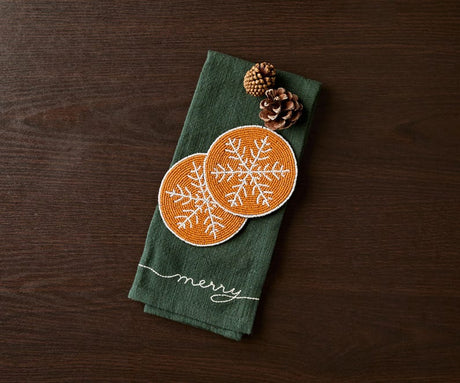 Handmade Beaded Holiday Coaster – Christmas Table Decor by Payton James-Coasters-Parc Decor