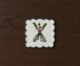 Handmade Beaded Ski Coaster with Pearls – Elegant Black, White, and Green Coaster for Tableware & Home Decor-Table tops-Parc Decor