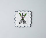 Handmade Beaded Ski Coaster with Pearls – Elegant Black, White, and Green Coaster for Tableware & Home Decor-Table tops-Parc Decor