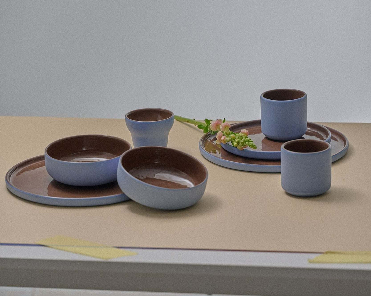 Handmade Blue Porcelain Dinner Plates. Forget-me-not/Chocolate-Parc Decor