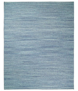 Handmade Boho Ivory and Blue Wool Blend Dhurrie Rug