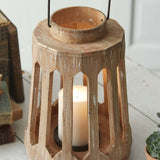 Handmade Candle Lantern in Distressed Wood-Lantern-Parc Decor