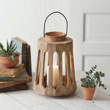 Handmade Candle Lantern in Distressed Wood-Lantern-Parc Decor