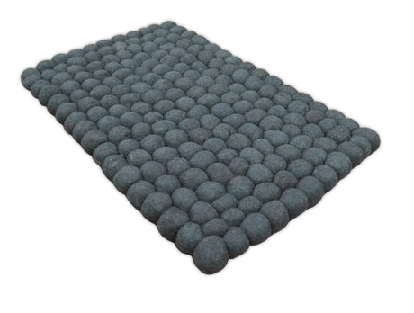 Handmade Felted Round Pebbles 2x3 Gray Charcoal 100% Wool Rug | PB1-Area Rug-Parc Decor