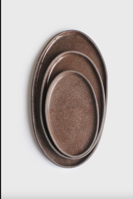 Handmade Oval Stoneware Serving Platter "Pumpernikel"
