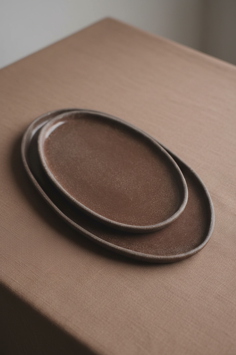 Handmade Oval Stoneware Serving Platter "Pumpernikel"
