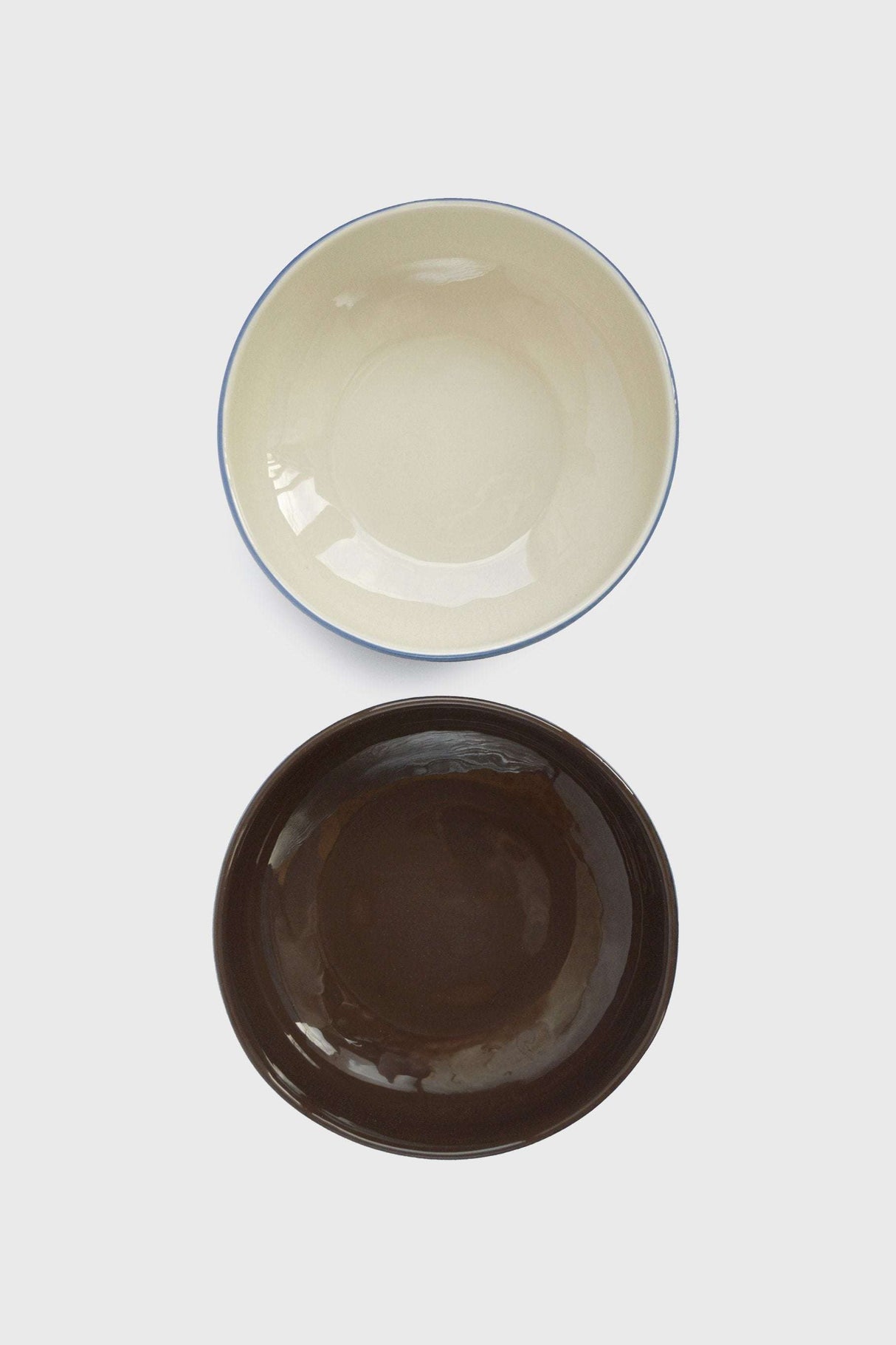 Handmade Porcelain Bowl. Forget-me-not/Chocolate