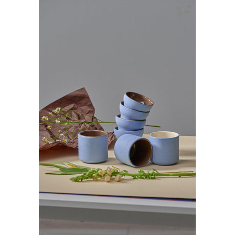 Handmade Porcelain Coffee Cup. Forget-me-Not/Chocolate
