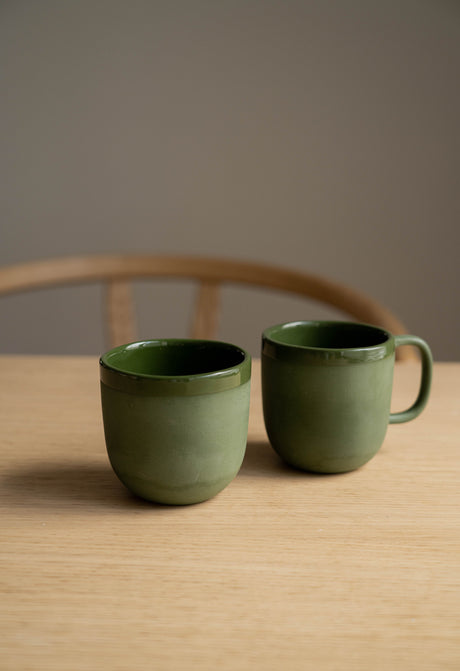 Handmade Porcelain Coffee Mug. Green