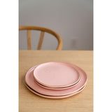 Handmade Porcelain Dinner Plates with Gold Rim. Powder Pink