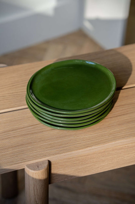 Handmade Porcelain Dinner Plates. Green