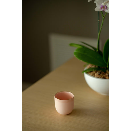 Handmade Porcelain Espresso Cup with Gold Rim. Powder Pink