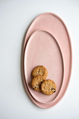 Handmade Porcelain Oval Platter. Powder Pink