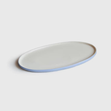 Handmade Porcelain Oval Serving Platter. Forget-me-not/Chocolate-Parc Decor