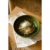 Handmade Porcelain Pasta Bowl. Green