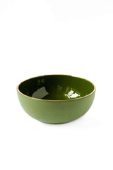 Handmade Porcelain Salad Bowl with Gold Rim. Green-Parc Decor
