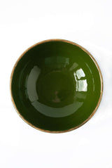 Handmade Porcelain Salad Bowl with Gold Rim. Green-Parc Decor
