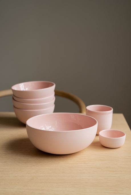 Handmade Porcelain Salad Serving Bowl. Powder Pink