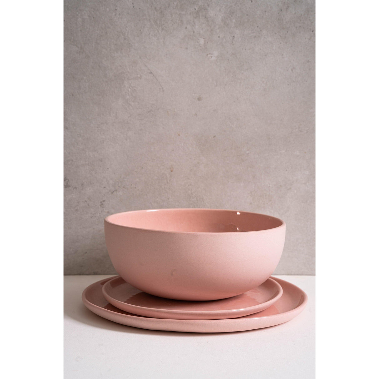 Handmade Porcelain Salad Serving Bowl. Powder Pink