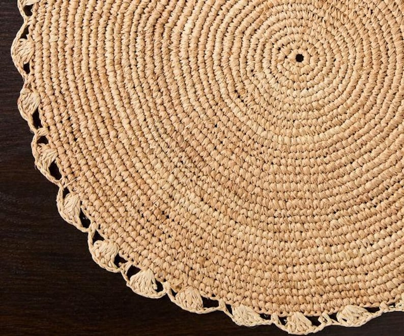Handmade Raffia Woven Placemat – Round Table Mats for Kitchen Dining Table Top Rug Mats & Dinner Table Mates-table tops-Parc Decor