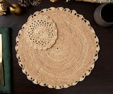 Handmade Raffia Woven Placemat – Round Table Mats for Kitchen Dining Table Top Rug Mats & Dinner Table Mates-table tops-Parc Decor