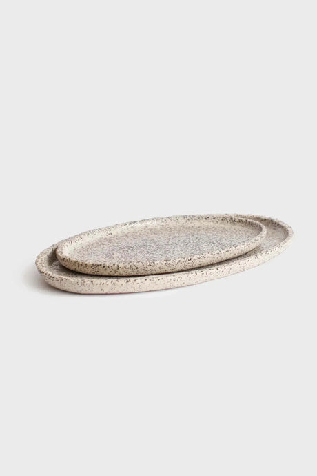 Handmade Stoneware Oval Large Serving Platter "Oats"
